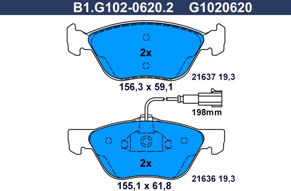 Galfer B1.G102-0620.2 - Komplet Pločica, disk-kočnica www.molydon.hr