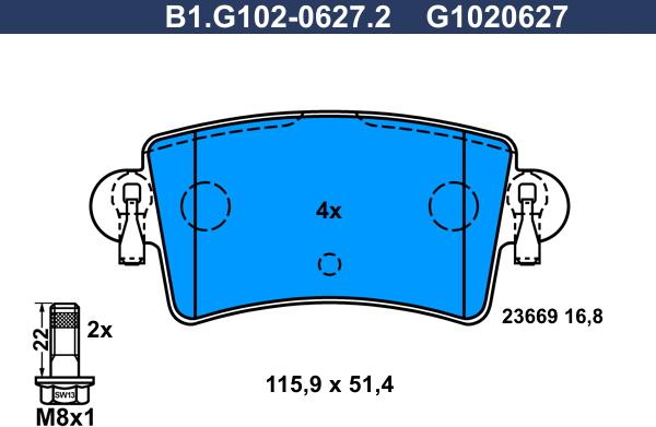 Galfer B1.G102-0627.2 - Komplet Pločica, disk-kočnica www.molydon.hr