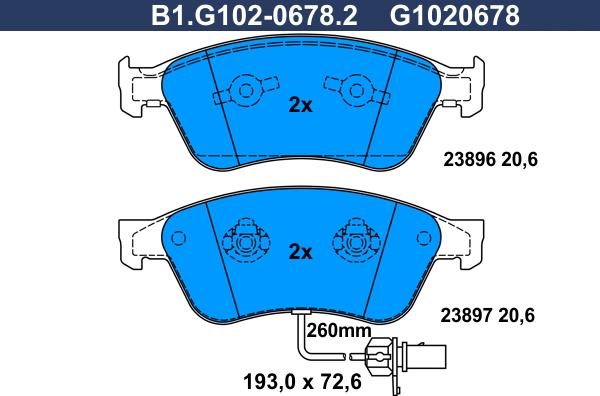 Galfer B1.G102-0678.2 - Komplet Pločica, disk-kočnica www.molydon.hr