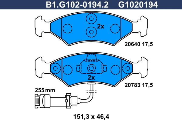 Galfer B1.G102-0194.2 - Komplet Pločica, disk-kočnica www.molydon.hr