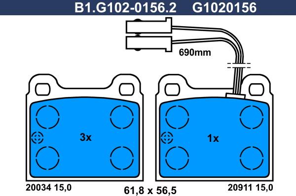 Galfer B1.G102-0156.2 - Komplet Pločica, disk-kočnica www.molydon.hr