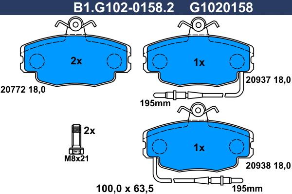 Galfer B1.G102-0158.2 - Komplet Pločica, disk-kočnica www.molydon.hr