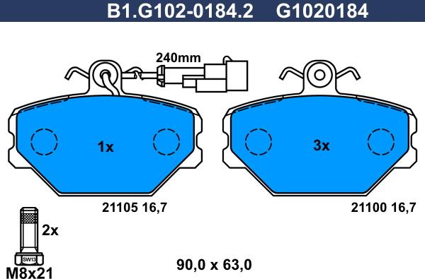 Galfer B1.G102-0184.2 - Komplet Pločica, disk-kočnica www.molydon.hr