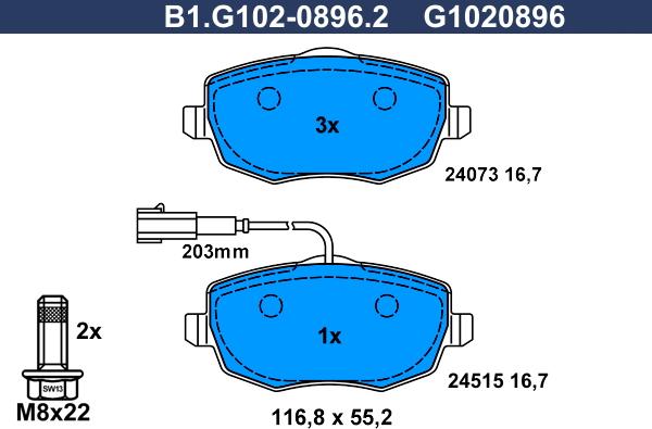 Galfer B1.G102-0896.2 - Komplet Pločica, disk-kočnica www.molydon.hr