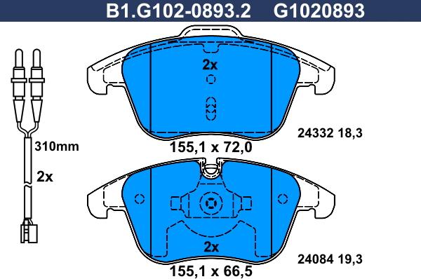 Galfer B1.G102-0893.2 - Komplet Pločica, disk-kočnica www.molydon.hr