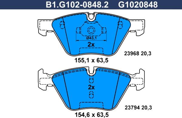 Galfer B1.G102-0848.2 - Komplet Pločica, disk-kočnica www.molydon.hr