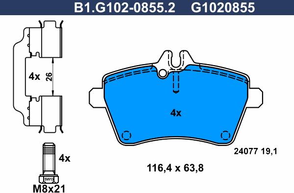 Galfer B1.G102-0855.2 - Komplet Pločica, disk-kočnica www.molydon.hr