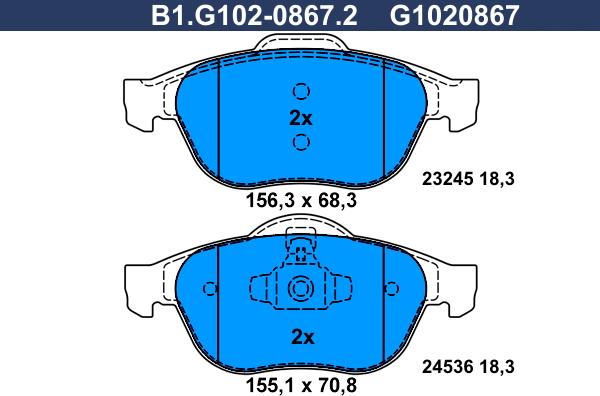 Galfer B1.G102-0867.2 - Komplet Pločica, disk-kočnica www.molydon.hr