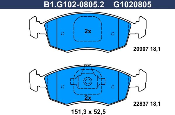 Galfer B1.G102-0805.2 - Komplet Pločica, disk-kočnica www.molydon.hr