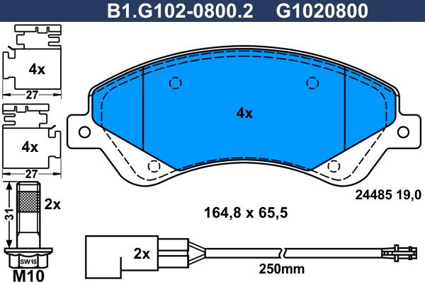 Galfer B1.G102-0800.2 - Komplet Pločica, disk-kočnica www.molydon.hr