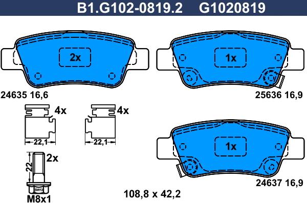 Galfer B1.G102-0819.2 - Komplet Pločica, disk-kočnica www.molydon.hr