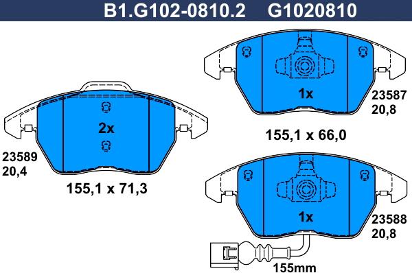 Galfer B1.G102-0810.2 - Komplet Pločica, disk-kočnica www.molydon.hr