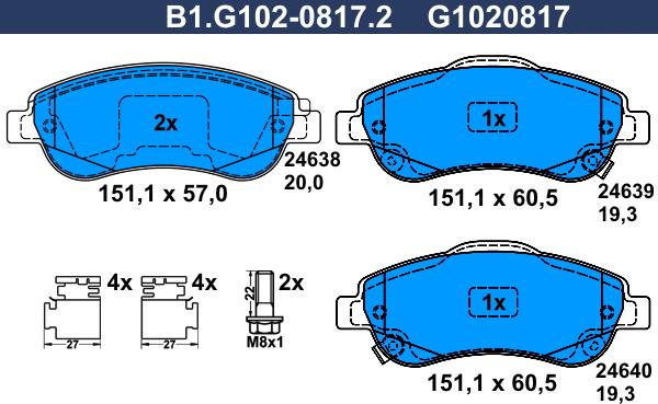 Galfer B1.G102-0817.2 - Komplet Pločica, disk-kočnica www.molydon.hr