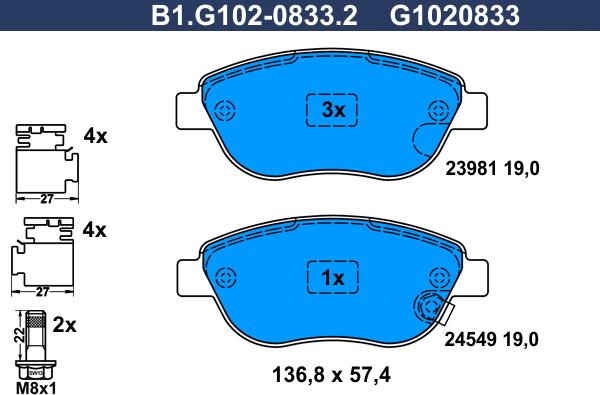 Galfer B1.G102-0833.2 - Komplet Pločica, disk-kočnica www.molydon.hr