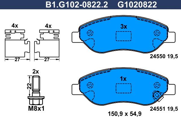 Galfer B1.G102-0822.2 - Komplet Pločica, disk-kočnica www.molydon.hr