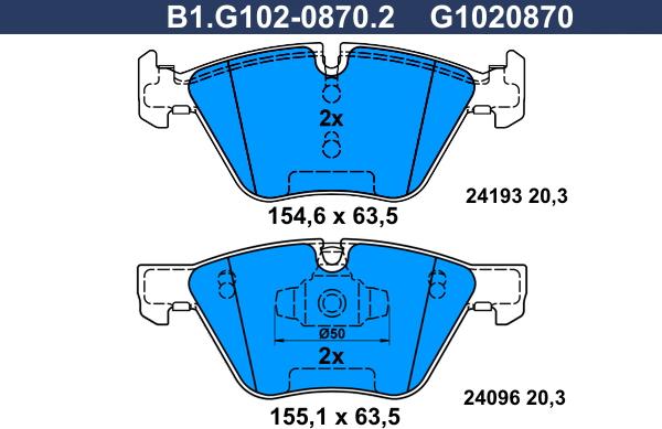 Galfer B1.G102-0870.2 - Komplet Pločica, disk-kočnica www.molydon.hr