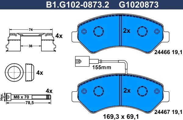 Galfer B1.G102-0873.2 - Komplet Pločica, disk-kočnica www.molydon.hr