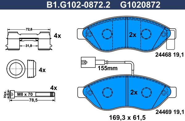 Galfer B1.G102-0872.2 - Komplet Pločica, disk-kočnica www.molydon.hr