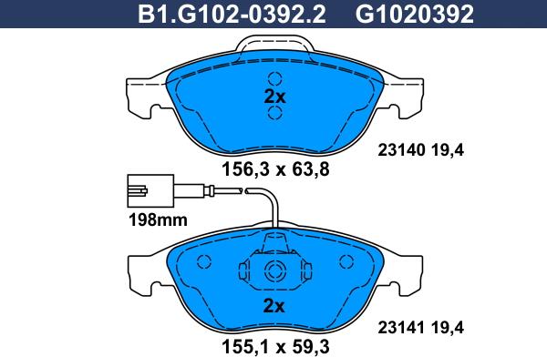 Galfer B1.G102-0392.2 - Komplet Pločica, disk-kočnica www.molydon.hr