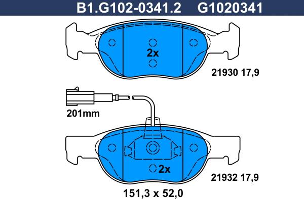 Galfer B1.G102-0341.2 - Komplet Pločica, disk-kočnica www.molydon.hr