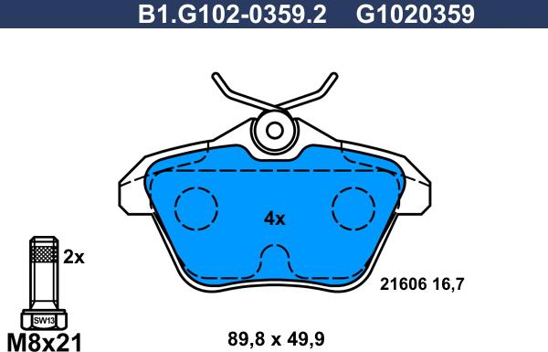 Galfer B1.G102-0359.2 - Komplet Pločica, disk-kočnica www.molydon.hr