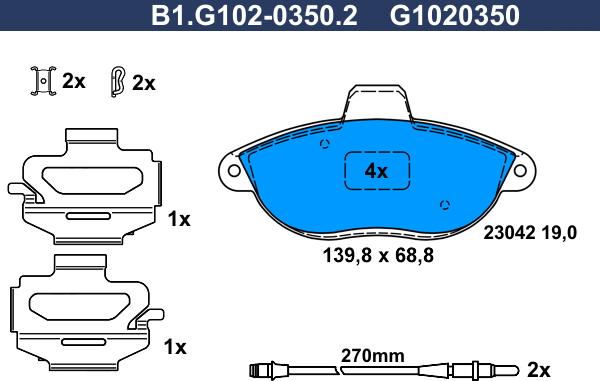 Galfer B1.G102-0350.2 - Komplet Pločica, disk-kočnica www.molydon.hr