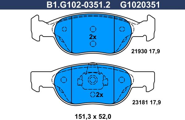 Galfer B1.G102-0351.2 - Komplet Pločica, disk-kočnica www.molydon.hr