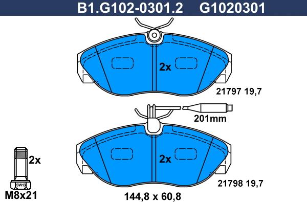 Galfer B1.G102-0301.2 - Komplet Pločica, disk-kočnica www.molydon.hr