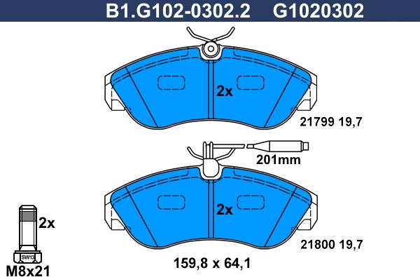 Galfer B1.G102-0302.2 - Komplet Pločica, disk-kočnica www.molydon.hr