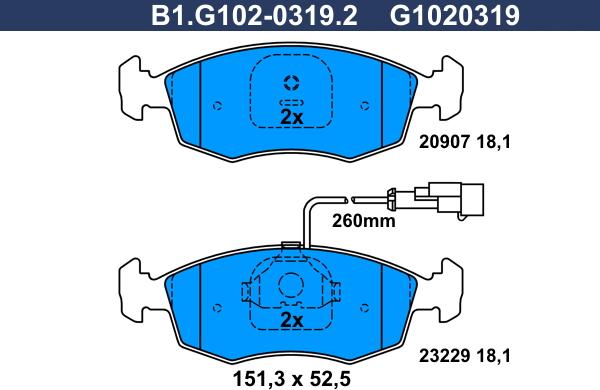 Galfer B1.G102-0319.2 - Komplet Pločica, disk-kočnica www.molydon.hr