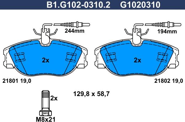 Galfer B1.G102-0310.2 - Komplet Pločica, disk-kočnica www.molydon.hr