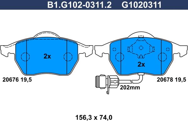 Galfer B1.G102-0311.2 - Komplet Pločica, disk-kočnica www.molydon.hr