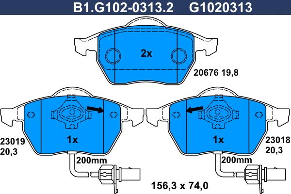 Galfer B1.G102-0313.2 - Komplet Pločica, disk-kočnica www.molydon.hr