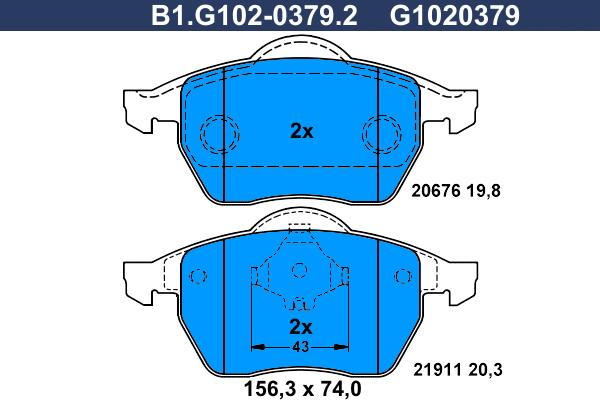 Galfer B1.G102-0379.2 - Komplet Pločica, disk-kočnica www.molydon.hr