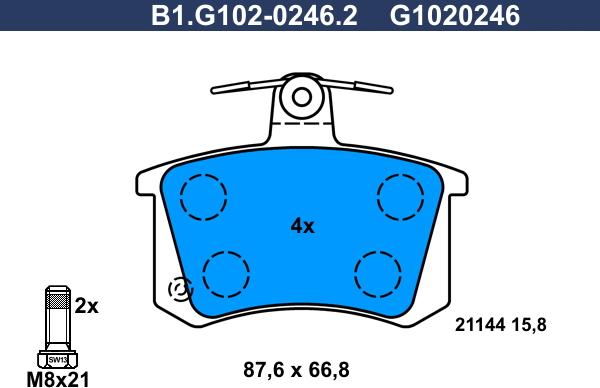 Galfer B1.G102-0246.2 - Komplet Pločica, disk-kočnica www.molydon.hr