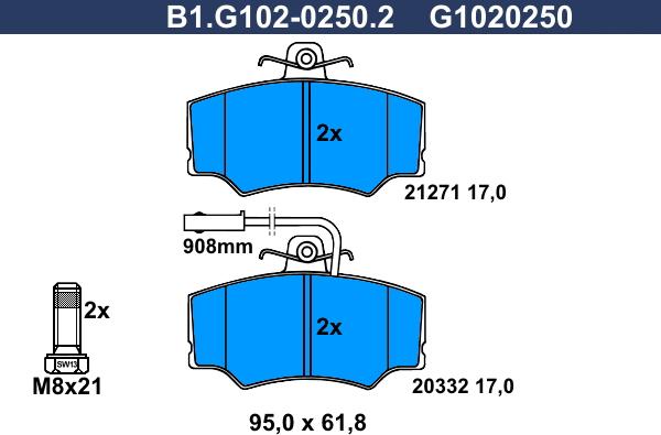 Galfer B1.G102-0250.2 - Komplet Pločica, disk-kočnica www.molydon.hr