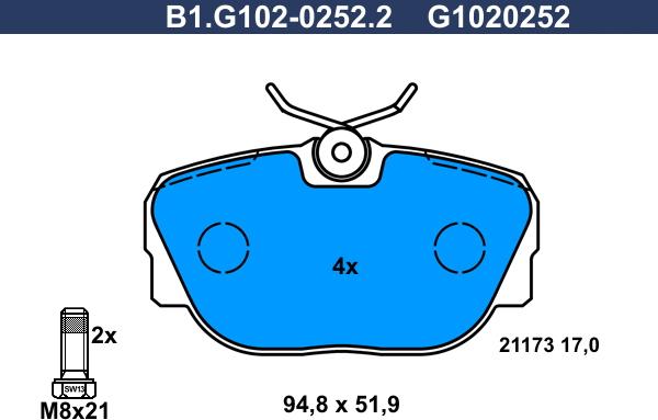 Galfer B1.G102-0252.2 - Komplet Pločica, disk-kočnica www.molydon.hr