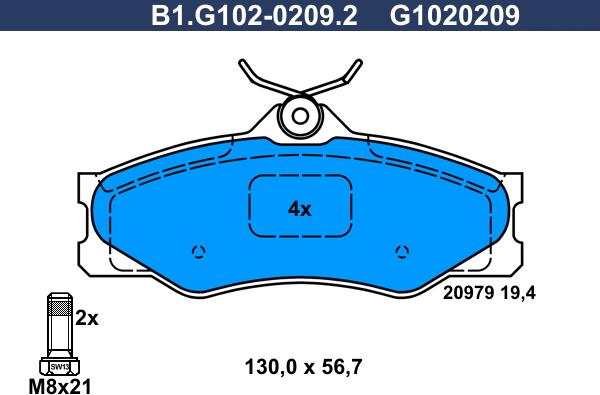 Galfer B1.G102-0209.2 - Komplet Pločica, disk-kočnica www.molydon.hr