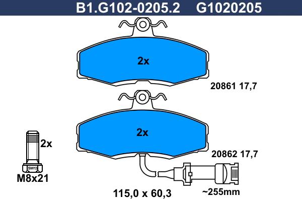 Galfer B1.G102-0205.2 - Komplet Pločica, disk-kočnica www.molydon.hr