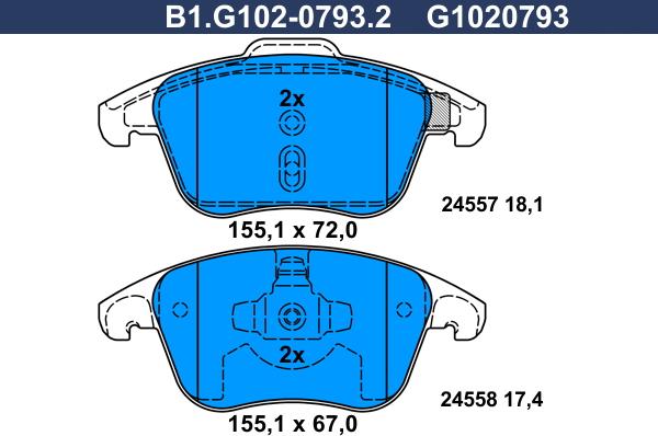 Galfer B1.G102-0793.2 - Komplet Pločica, disk-kočnica www.molydon.hr