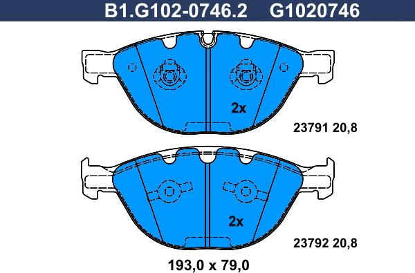 Galfer B1.G102-0746.2 - Komplet Pločica, disk-kočnica www.molydon.hr