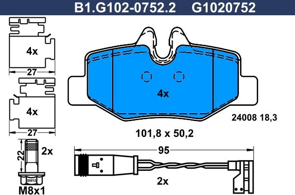 Galfer B1.G102-0752.2 - Komplet Pločica, disk-kočnica www.molydon.hr