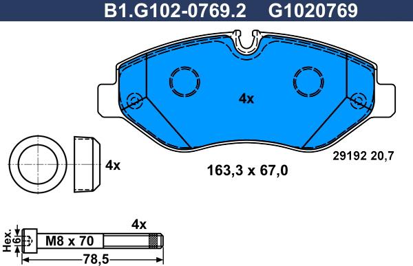 Galfer B1.G102-0769.2 - Komplet Pločica, disk-kočnica www.molydon.hr