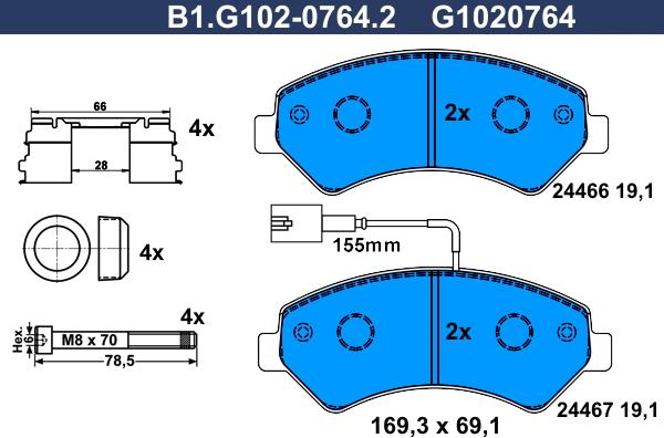 Galfer B1.G102-0764.2 - Komplet Pločica, disk-kočnica www.molydon.hr