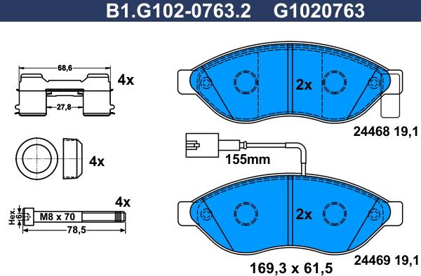 Galfer B1.G102-0763.2 - Komplet Pločica, disk-kočnica www.molydon.hr