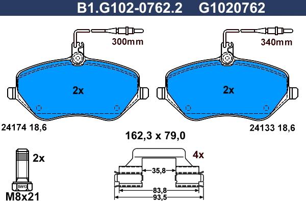 Galfer B1.G102-0762.2 - Komplet Pločica, disk-kočnica www.molydon.hr