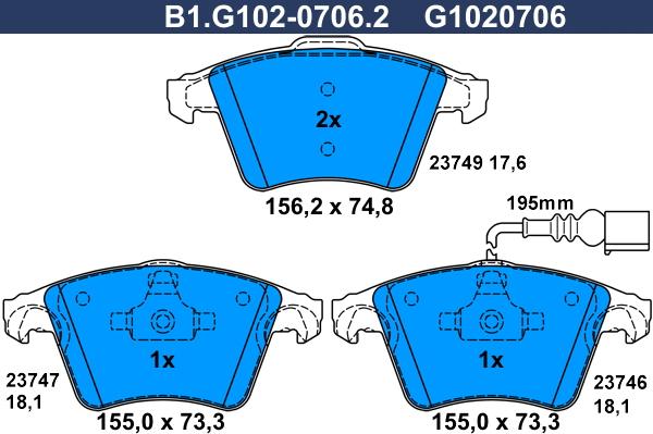 Galfer B1.G102-0706.2 - Komplet Pločica, disk-kočnica www.molydon.hr