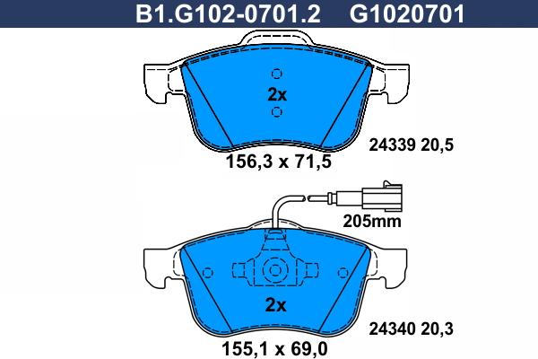 Galfer B1.G102-0701.2 - Komplet Pločica, disk-kočnica www.molydon.hr