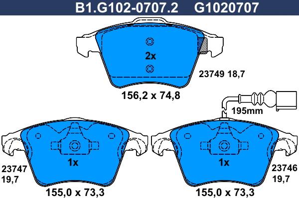 Galfer B1.G102-0707.2 - Komplet Pločica, disk-kočnica www.molydon.hr