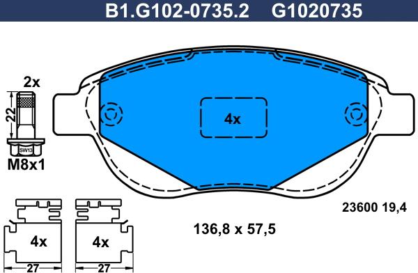 Galfer B1.G102-0735.2 - Komplet Pločica, disk-kočnica www.molydon.hr